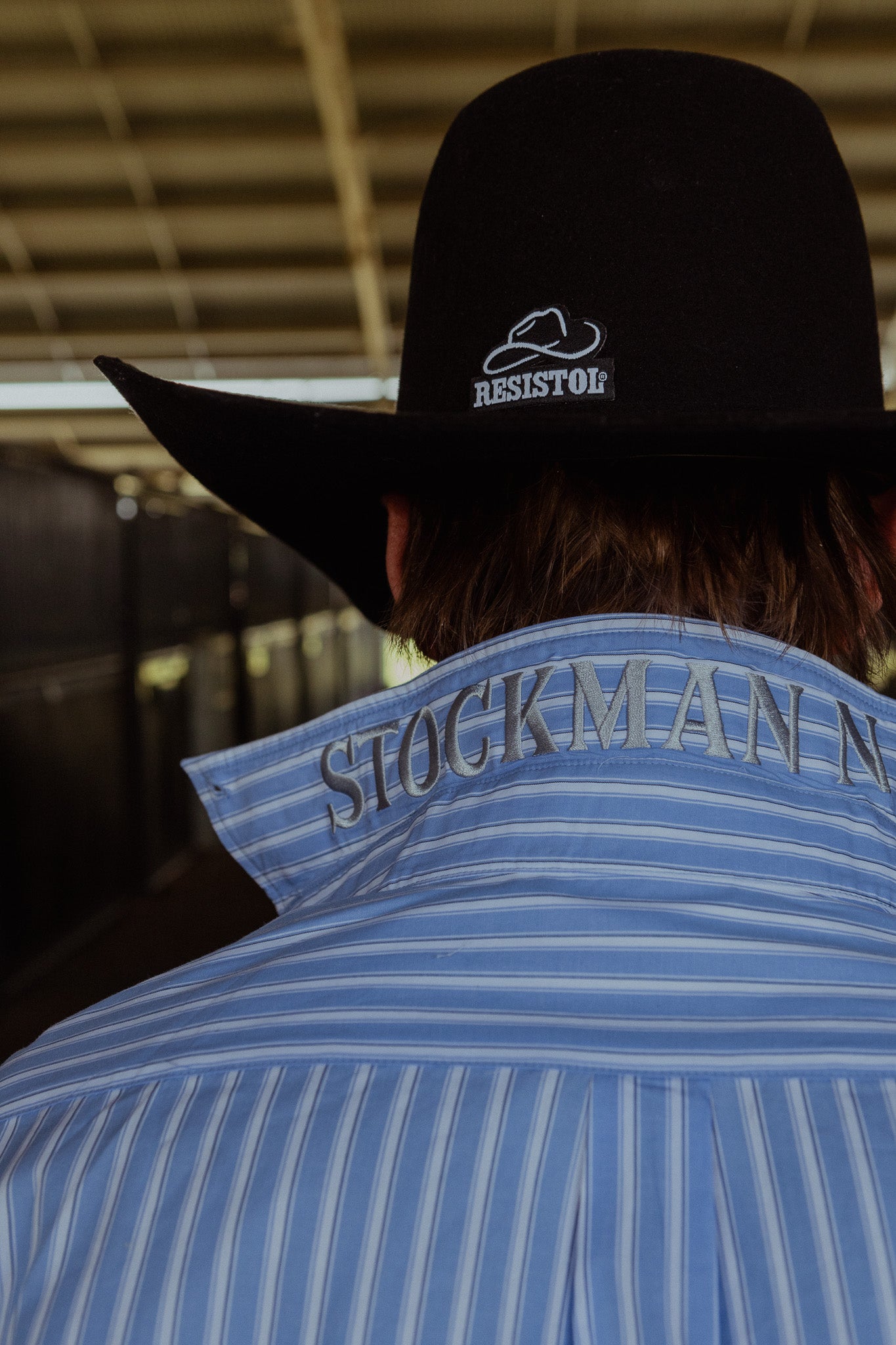 Gold Buckle Series Mens Arena Shirt - Sky Blue and White Stripe