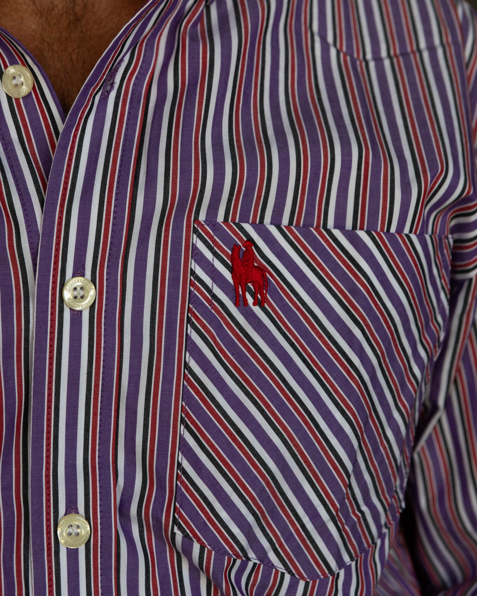 Gold Buckle Series Mens Arena Shirt - Purple & Red Stripe