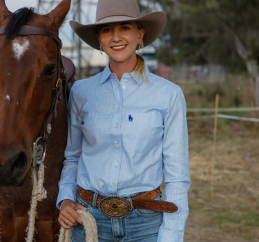 Women's Arena Shirt - Sky Blue Check