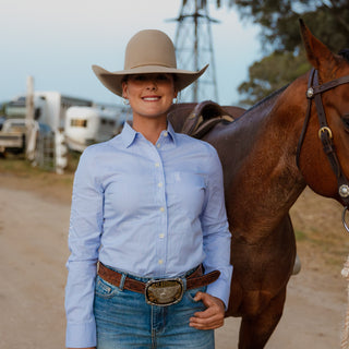 Women's Pro Series Arena Shirt - Blue Stripe - STOCKMAN N CO