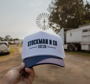 White and Midnight Blue Trucker Cap