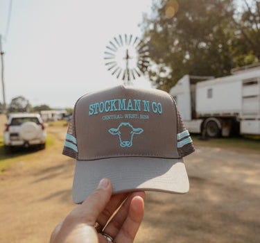 Gunmetal Grey and Ice Blue Trucker Cap