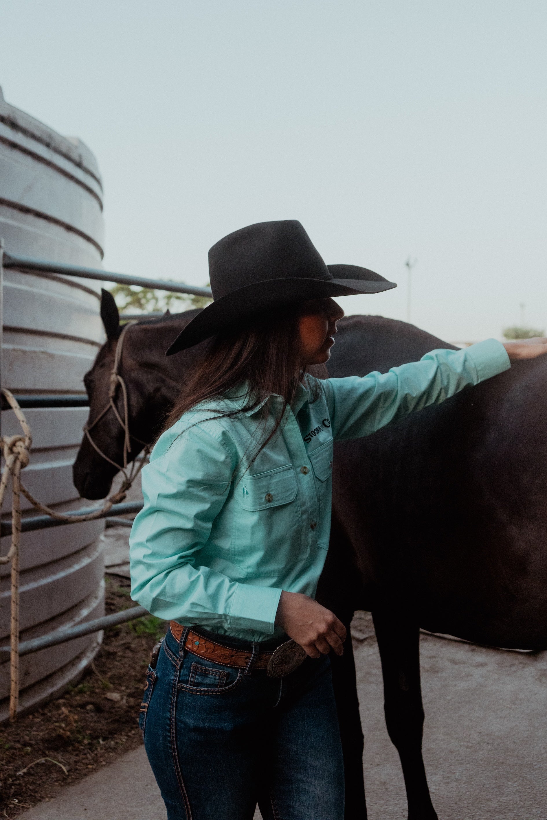 Women's Tamworth Half Button Workshirt - Turquoise