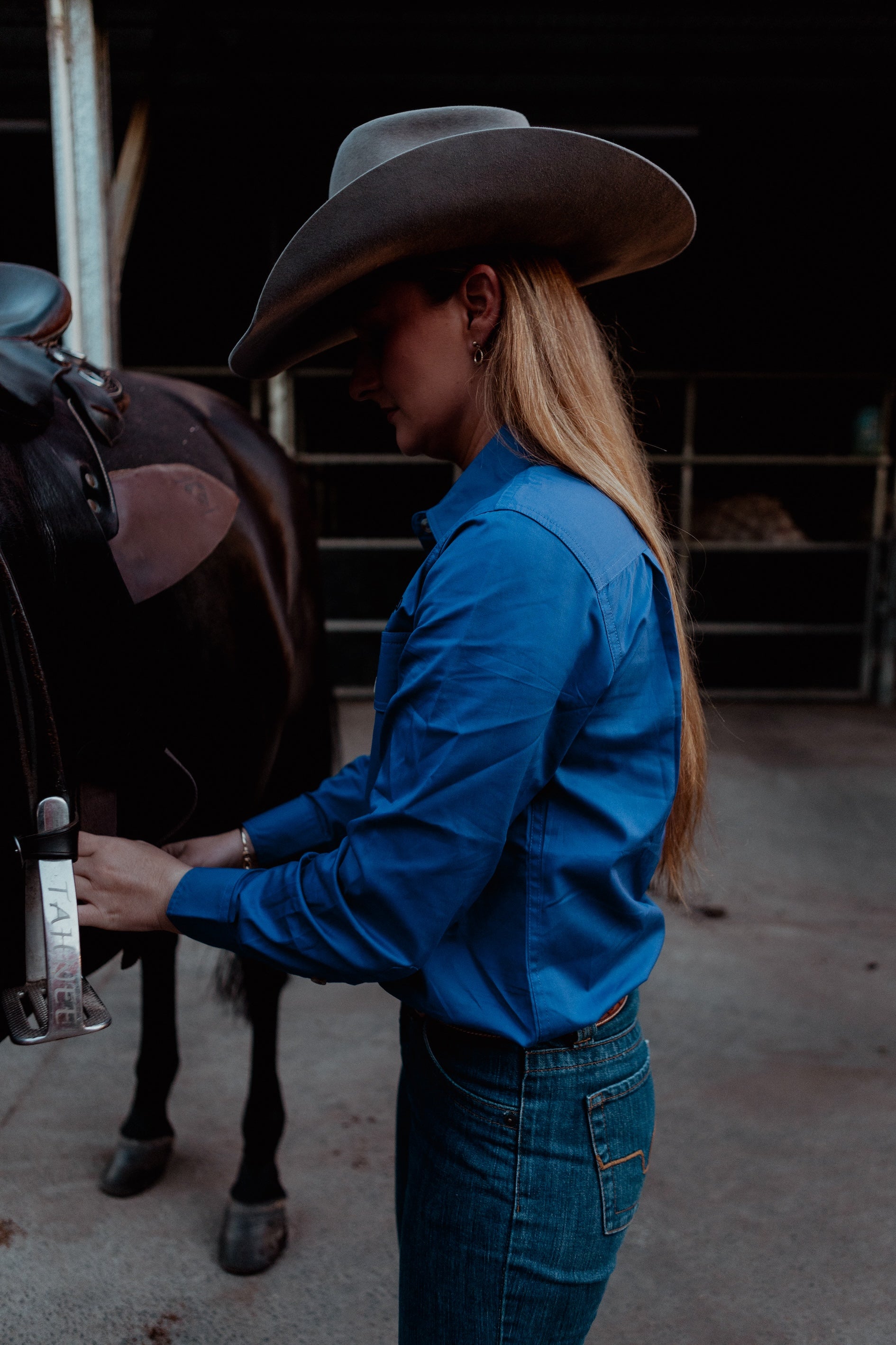 Women's Tamworth Half Button Workshirt - Cobalt Blue