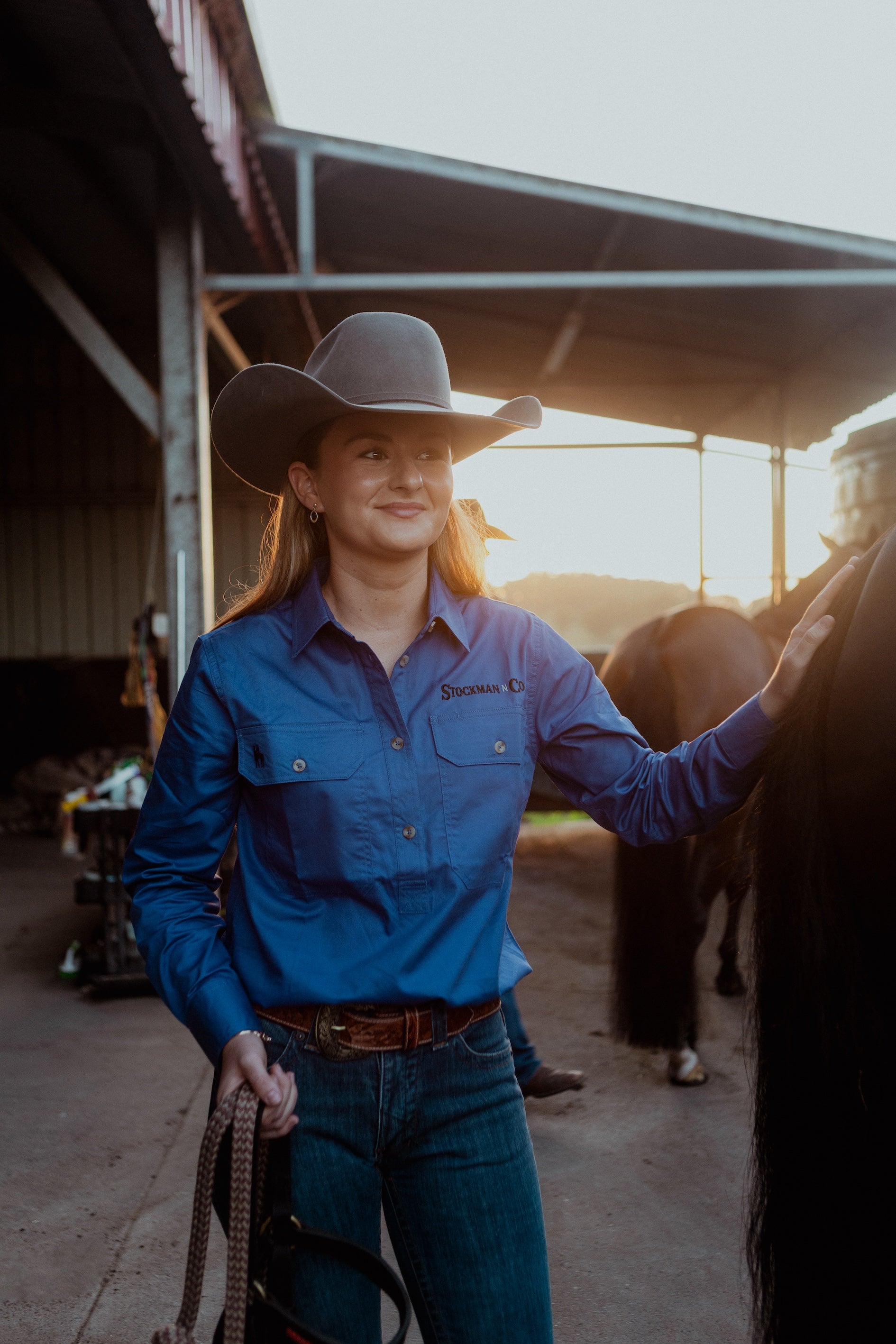 Women's Tamworth Half Button Workshirt - Cobalt Blue