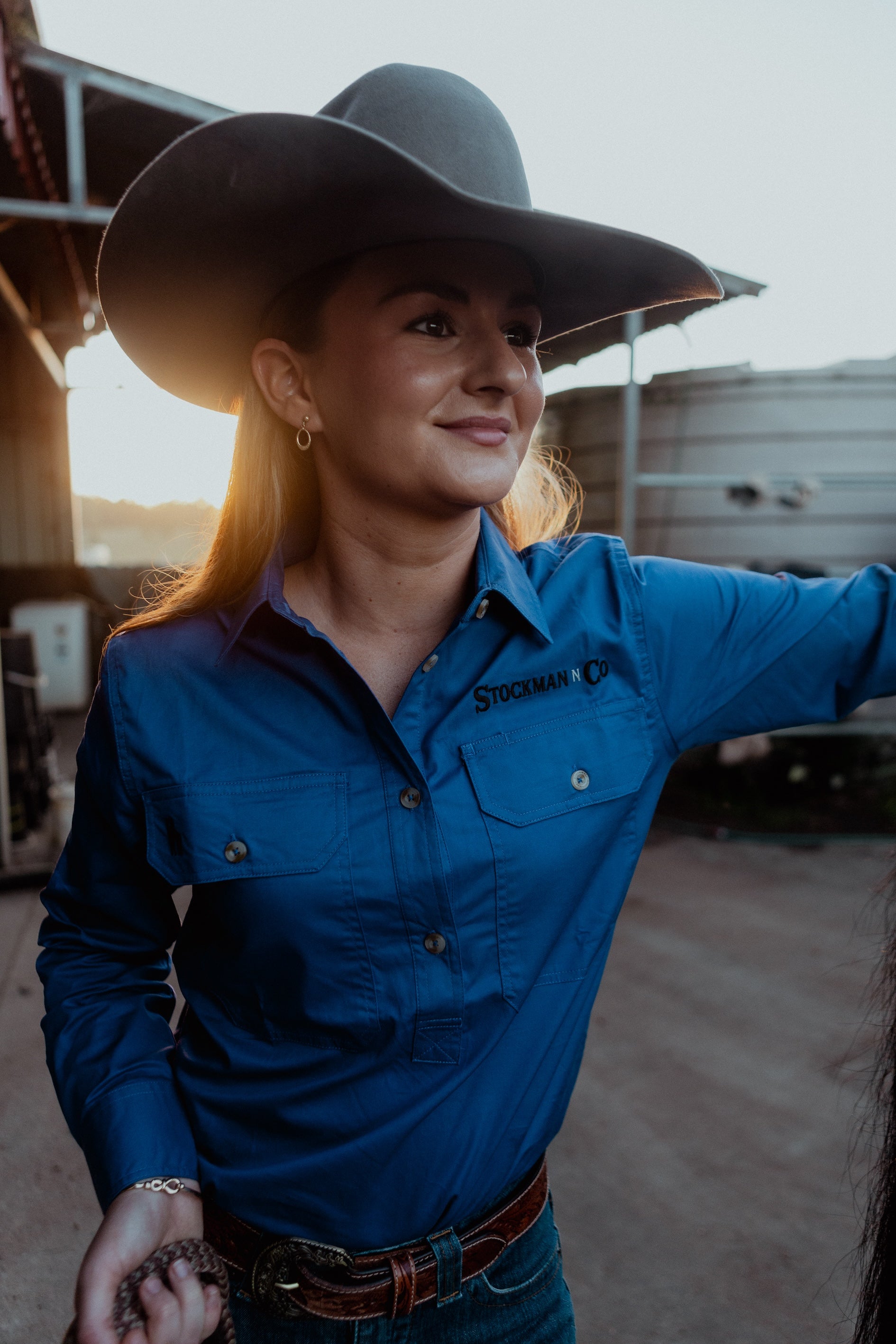 Women's Tamworth Half Button Workshirt - Cobalt Blue