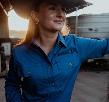 Women's Tamworth Half Button Workshirt - Cobalt Blue