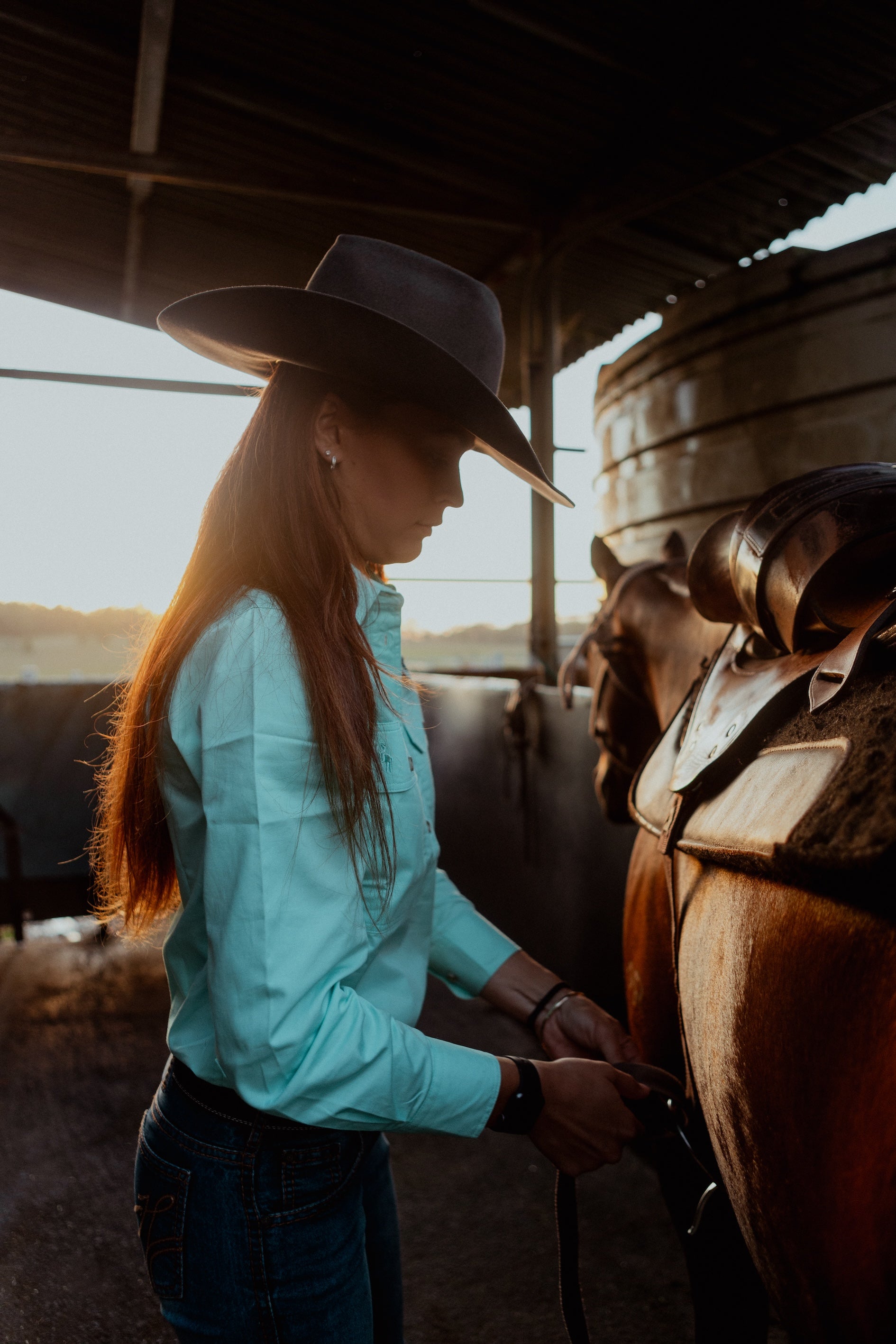 Women's Tamworth Half Button Workshirt - Turquoise