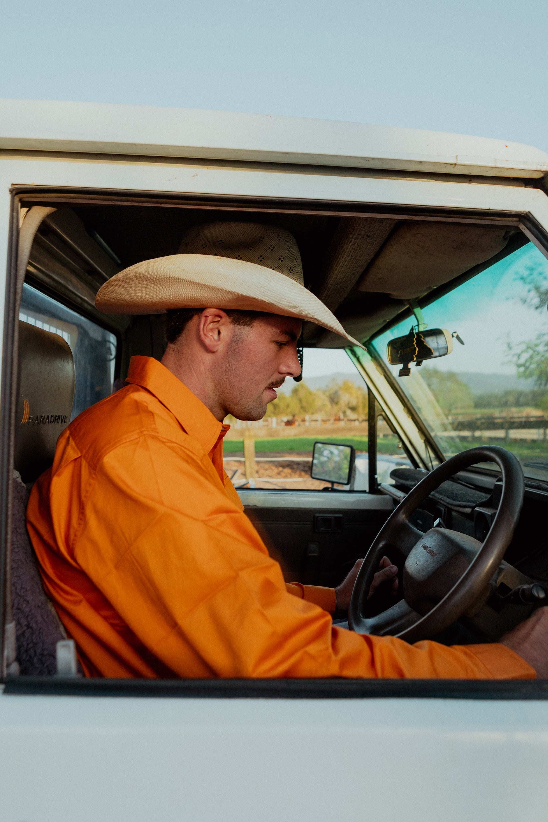 Men's Tamworth Half Button Workshirt - Burnt Orange