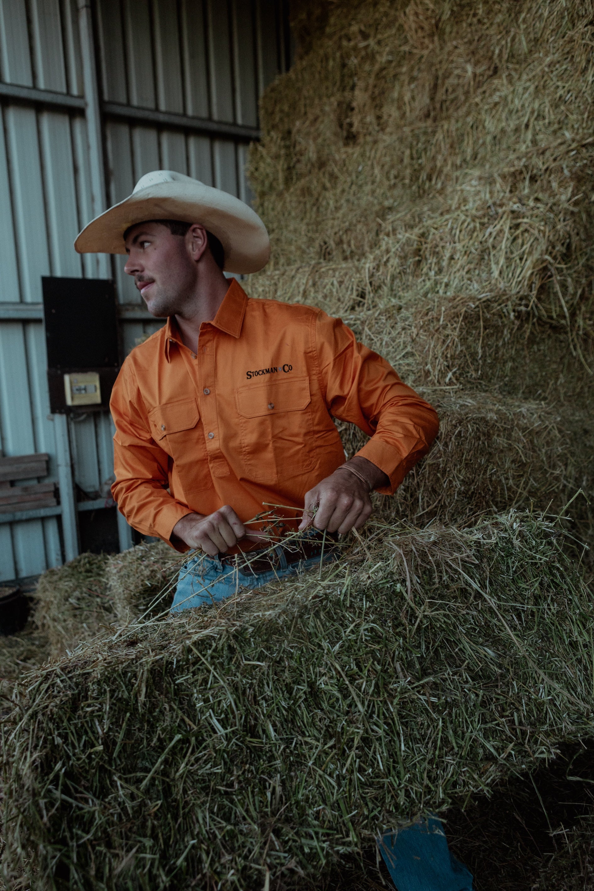 Men's Tamworth Half Button Workshirt - Burnt Orange