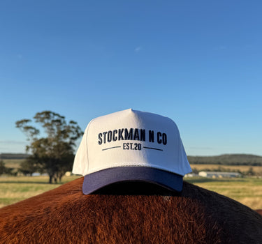 White and Midnight Blue Trucker Cap
