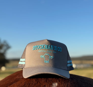 Gunmetal Grey and Ice Blue Trucker Cap